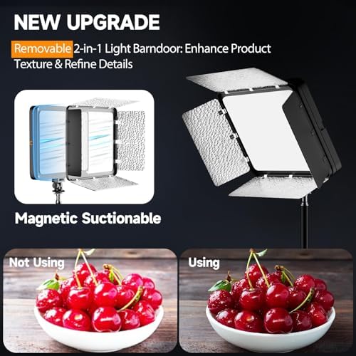 10 × 7.8 in Dimmable LED Studio Light with Tripod & Barndoors