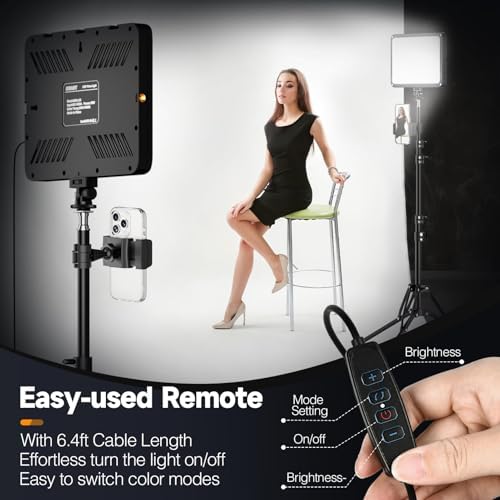 10 × 7.8 in Dimmable LED Studio Light with Tripod & Barndoors