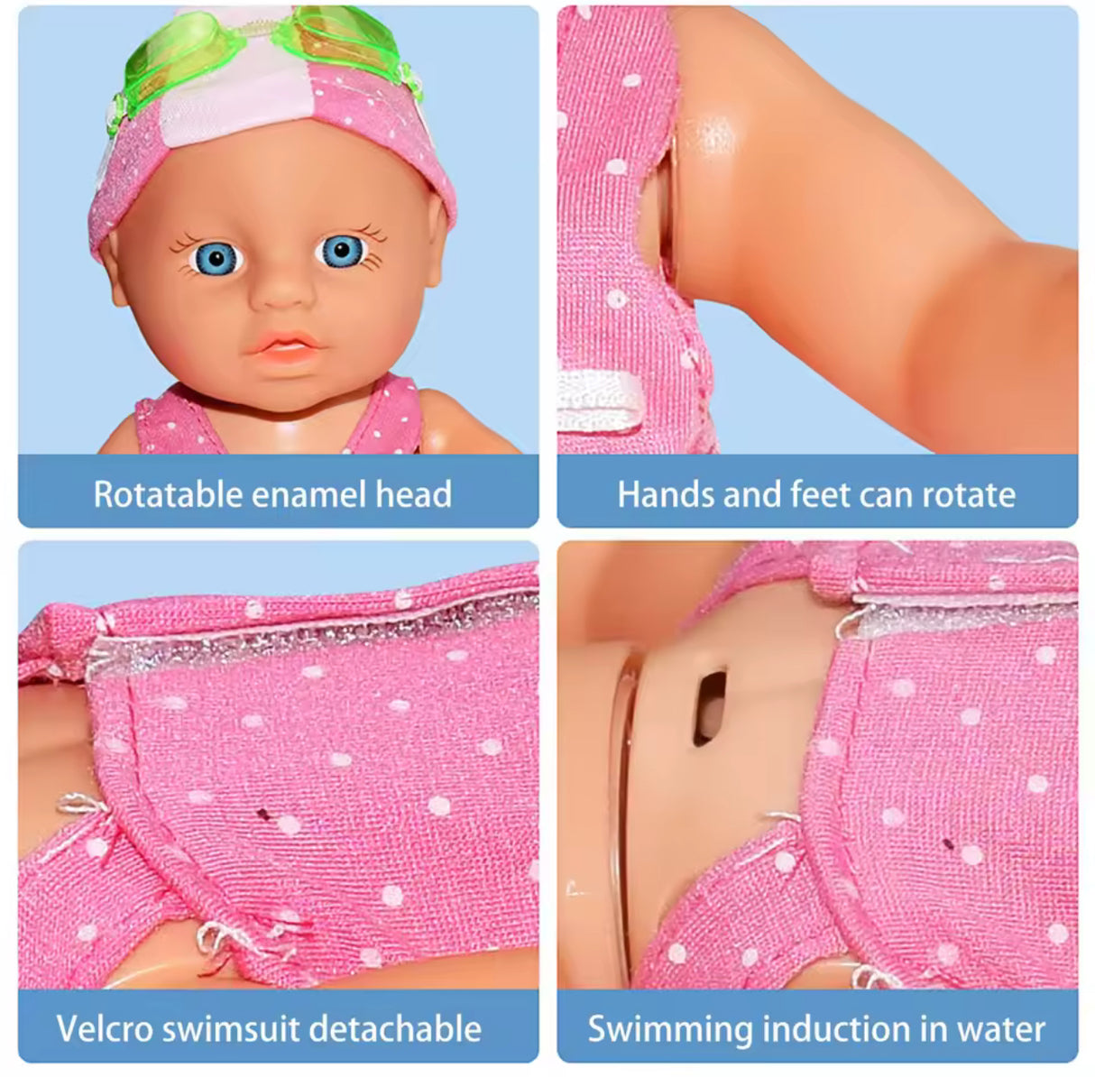 Swimmer Doll Water For Bathtub Pool Bath Time Play Shower Play