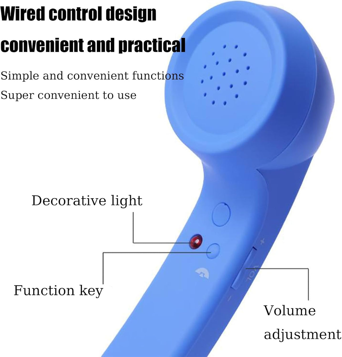 Retro USB-C Wired Phone Handset with Microphone & Volume Control
