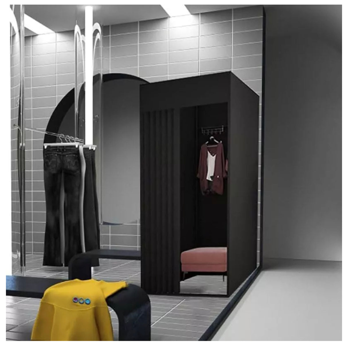 Clothing Store Fitting Room Privacy Protect Portable Dressing Room with Curtain
