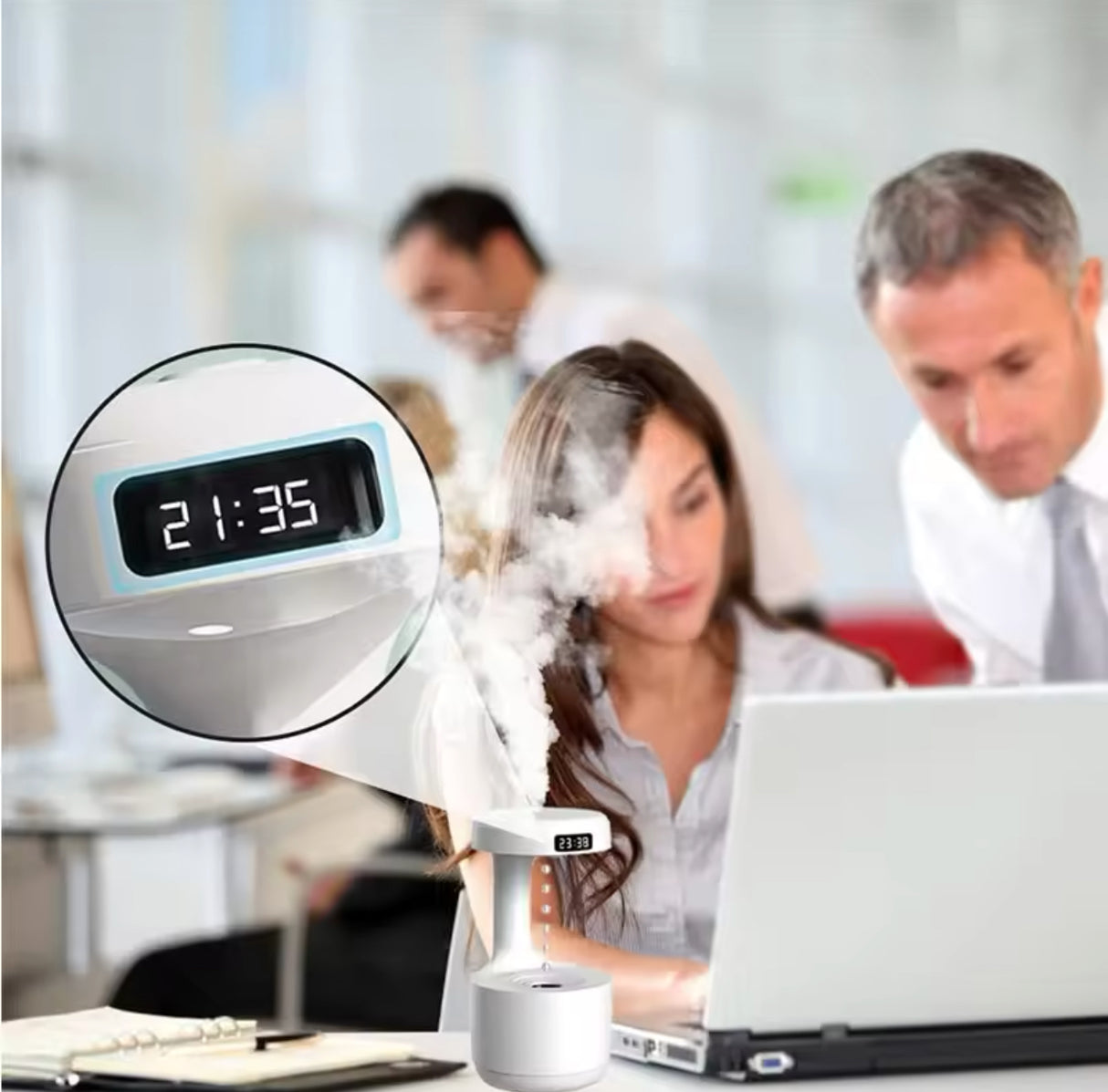 Portable Ultrasonic Anti Gravity Water Drop Humidifier Creative Water Drop Backflow LED Time Display Household Humidifier