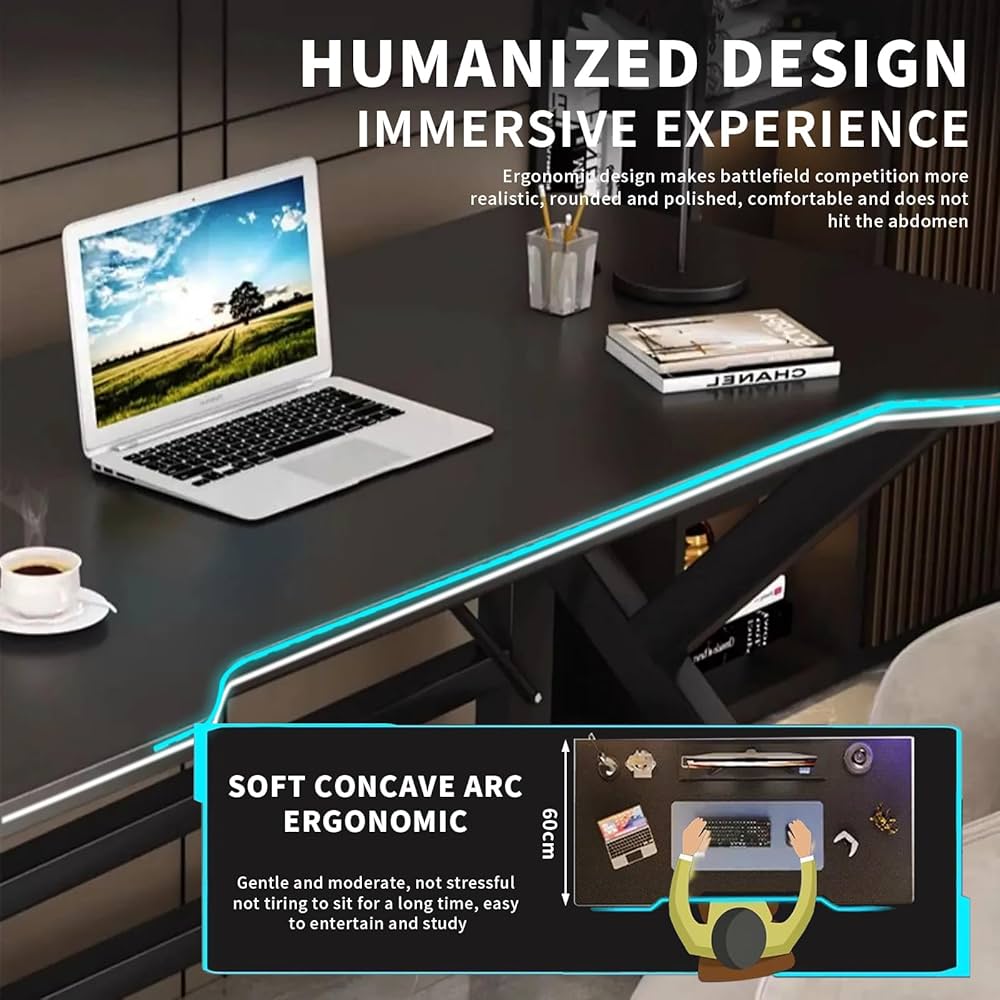 Desktop Computer Desk 1.2m/47.2in,Ergonomic Home Office Desk Gaming Table PC Computer Gaming Desk, Workstation for Gift Idea (L120cm*W60cm* H75cm)