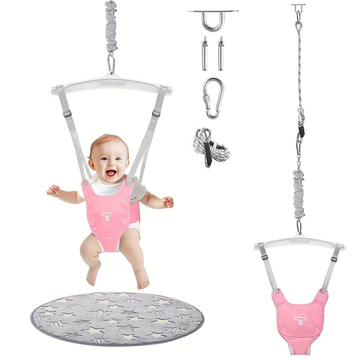 Baby Jumper with Ceiling Hook - Adjustable Indoor/Outdoor Activity for Small Spaces, 6-Month & Up