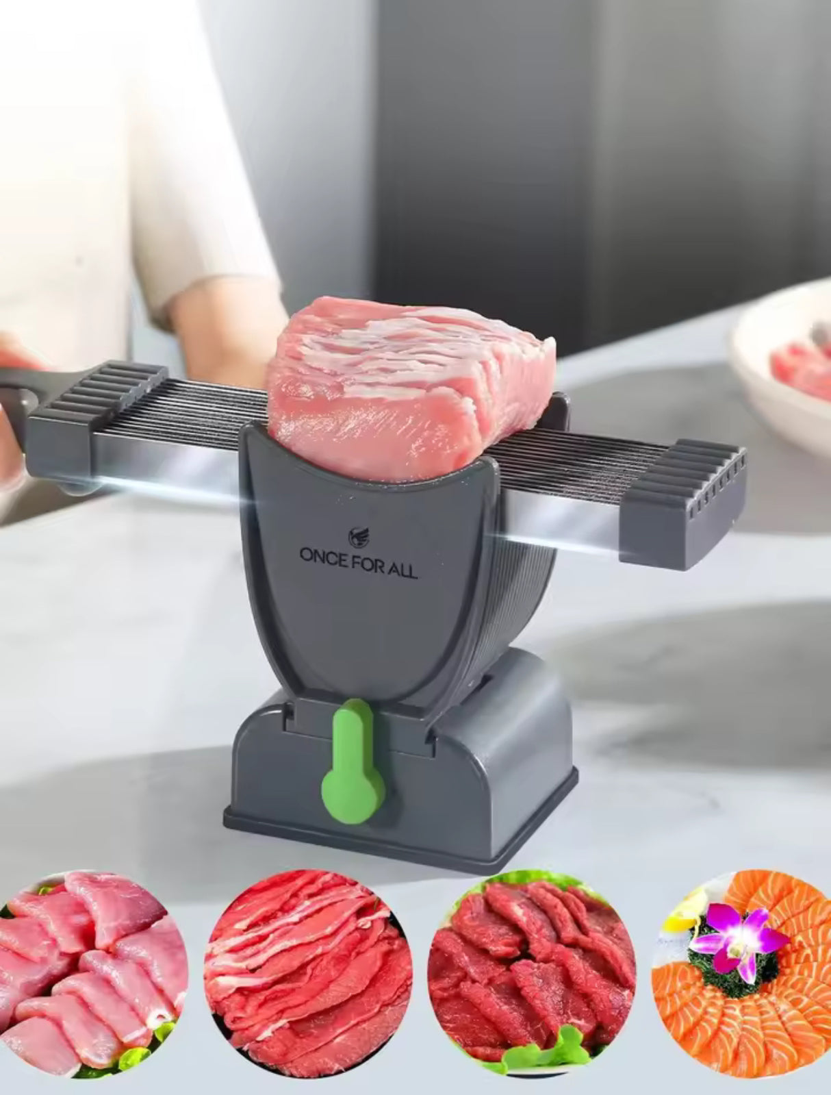 All Miniature Manual Stainless Steel Fresh Meat Cutter Chopper for Meat Slicing Strips Dices for Home Kitchen