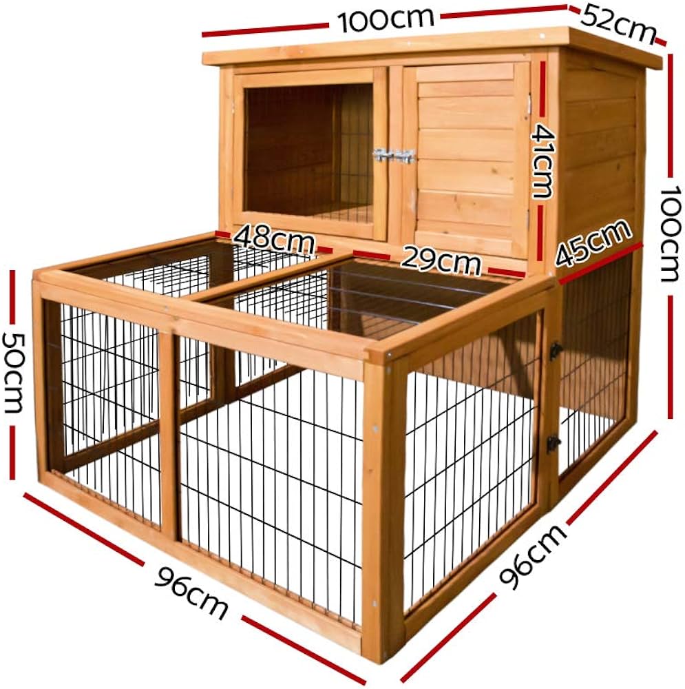 Chicken Coop Large Rabbit Hutch, Coops Wooden Pet House Run Cage Walk in Bunny Hen Chook Guinea Pig Ferret, Metal Outdoor Door Roof Weatherproof Farm