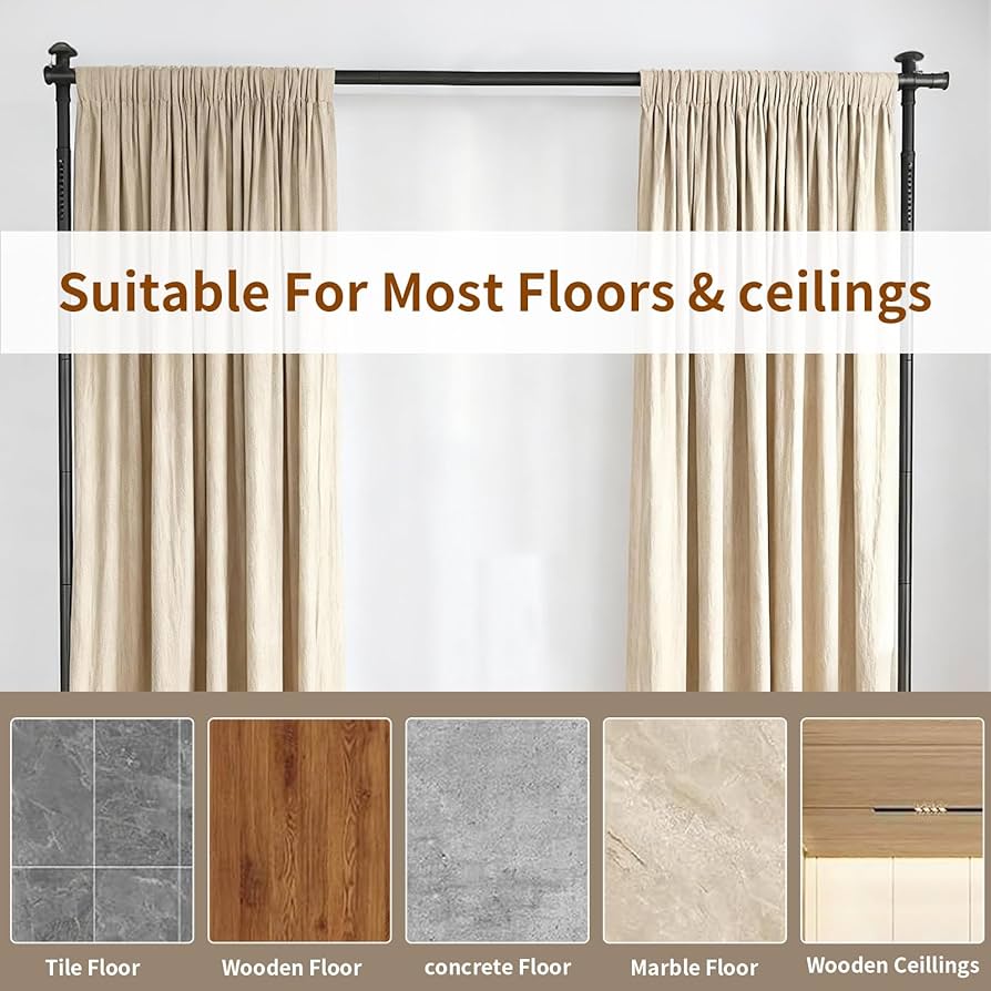 Room Divider Curtain Rod No Drilling, Wall Divider for Room Separation, 121-304cm(H) 71-177cm(W) Adjustable, Heavy Duty Floor to Ceiling Tension Curtain Stand, Black