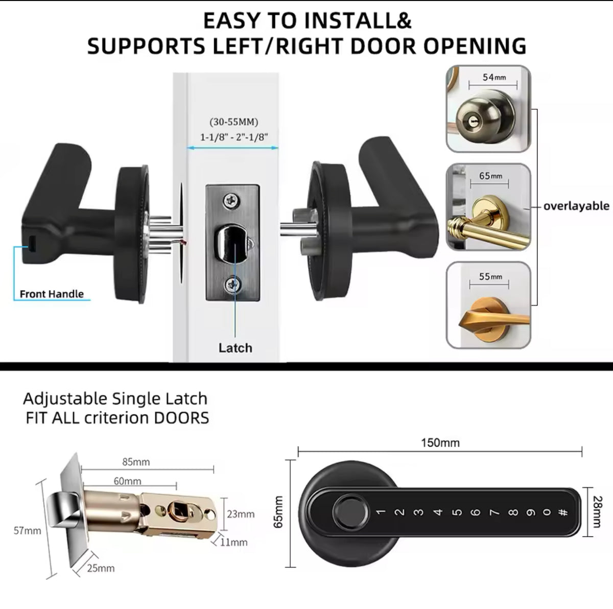 Fingerprint Door Lock/Smart Door knob/Biometric Door Lock with passcode keypad /APP Remote Control/Entry Door Handle