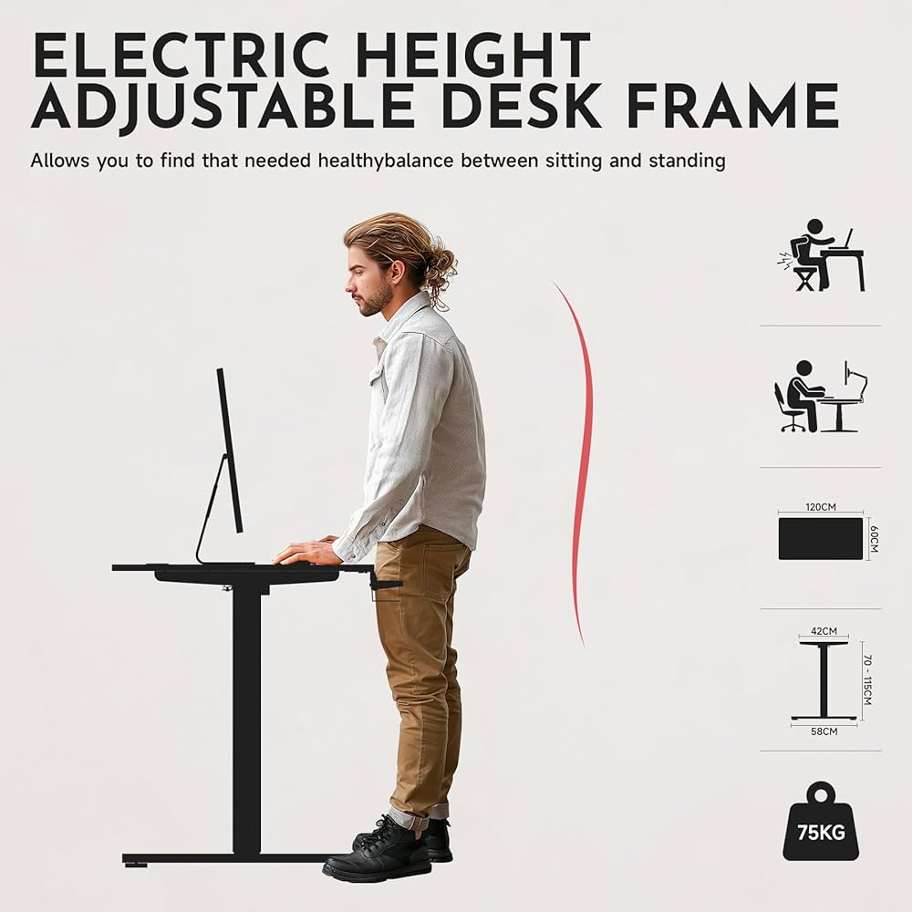Ergonomic Standing Desk Adjustable Height 71cm to 116 cm Electric Sit-Stand Lift Computer Desk,Memory Modern Lift Electric Gaming Desktop Work Standing Desk for Home, Office, Gaming(White)
