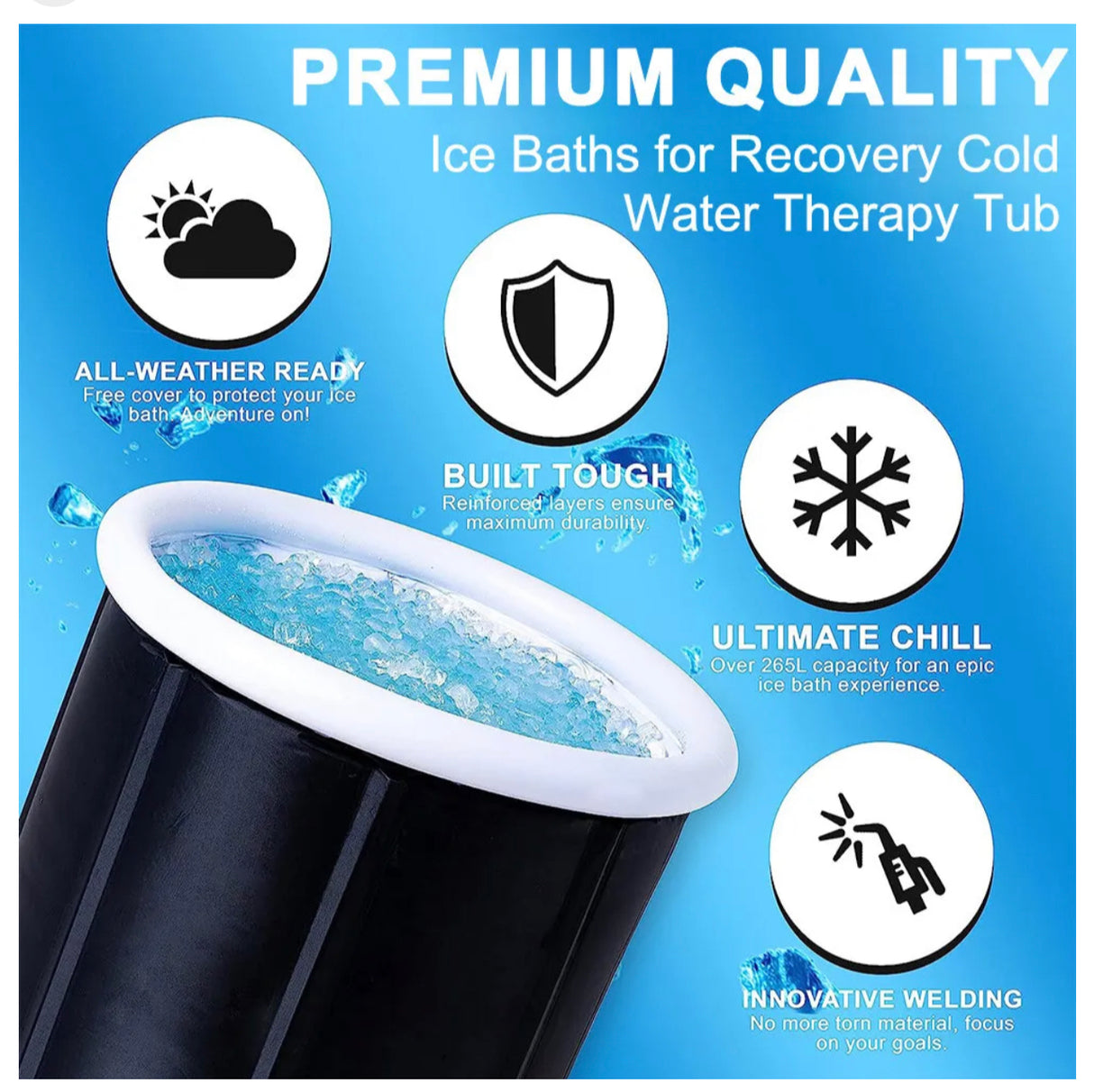 Portable Ice Bath Tub Athletes Cold Hot Water Therapy Folding Bathtub
