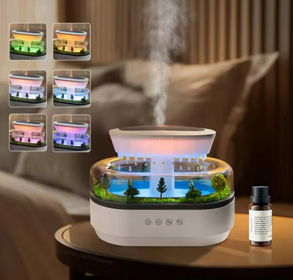 Aroma Humidifier Raindrop Air Humidifier Colorful Light White Noise Essemtial Oil Diffuser Home Ultrasonic Fragrance Diffuser