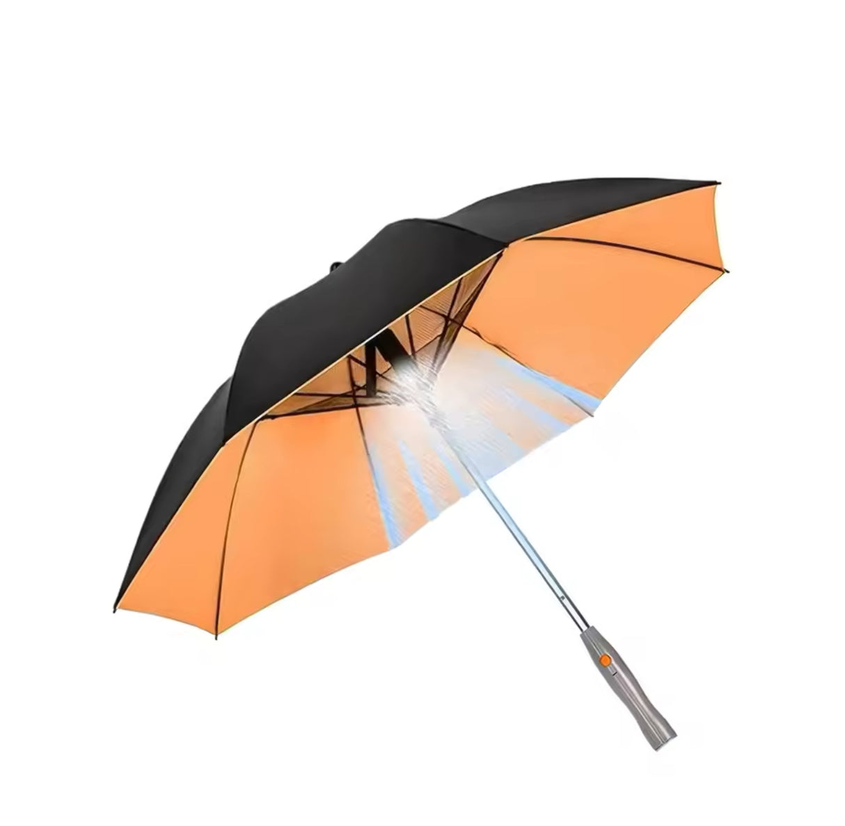 Portable Umbrella For Outdoor Protection | Waterproof Materials 3-in-1 Umbrella With Fan And Sprayer Blue and white cloud