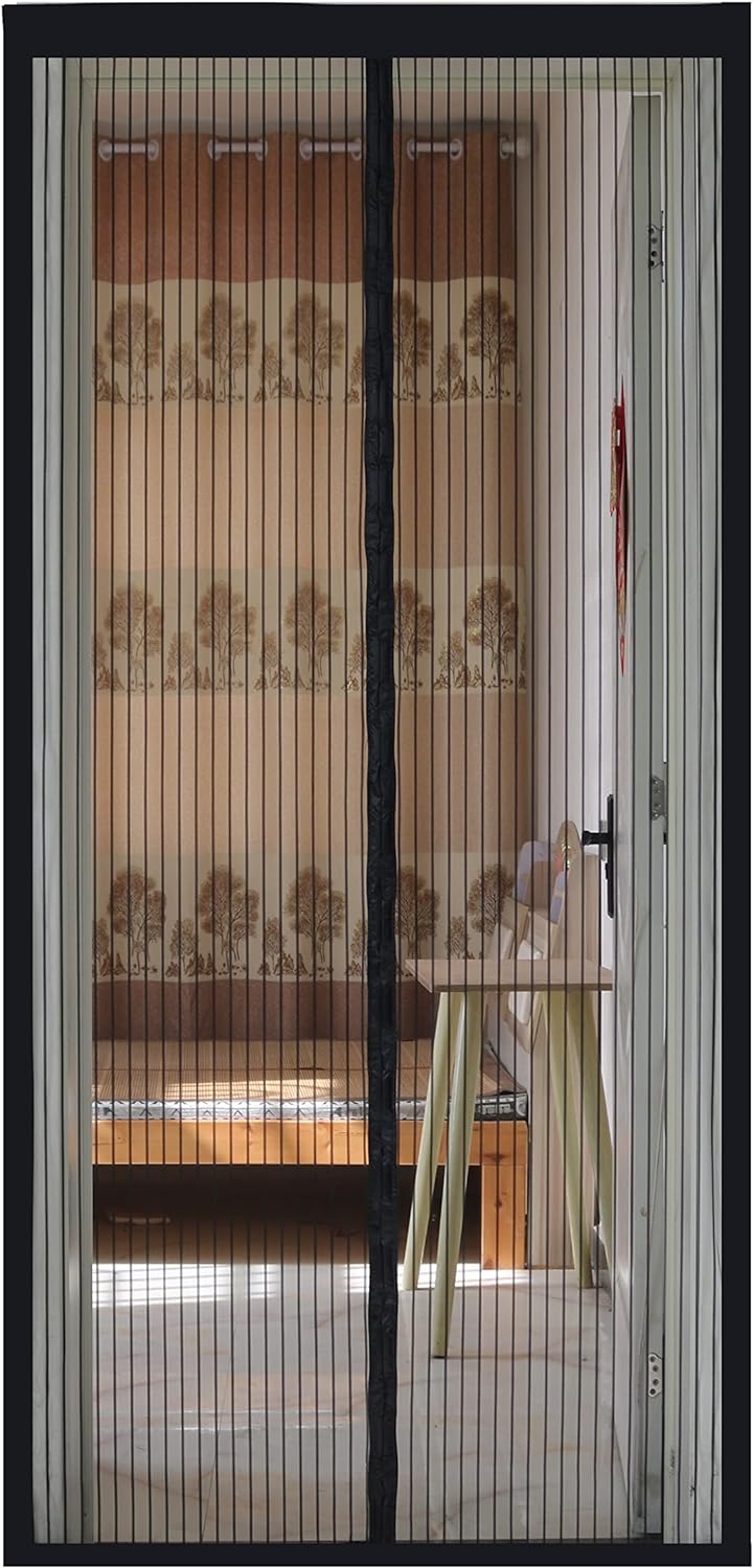 36pcs Strong Magnets Magnetic Door Screen Fly Screen Door Mosquito Nets for Room Door Size 35.43''X82.7''(90x210cm) Full Frame Loop and Hook