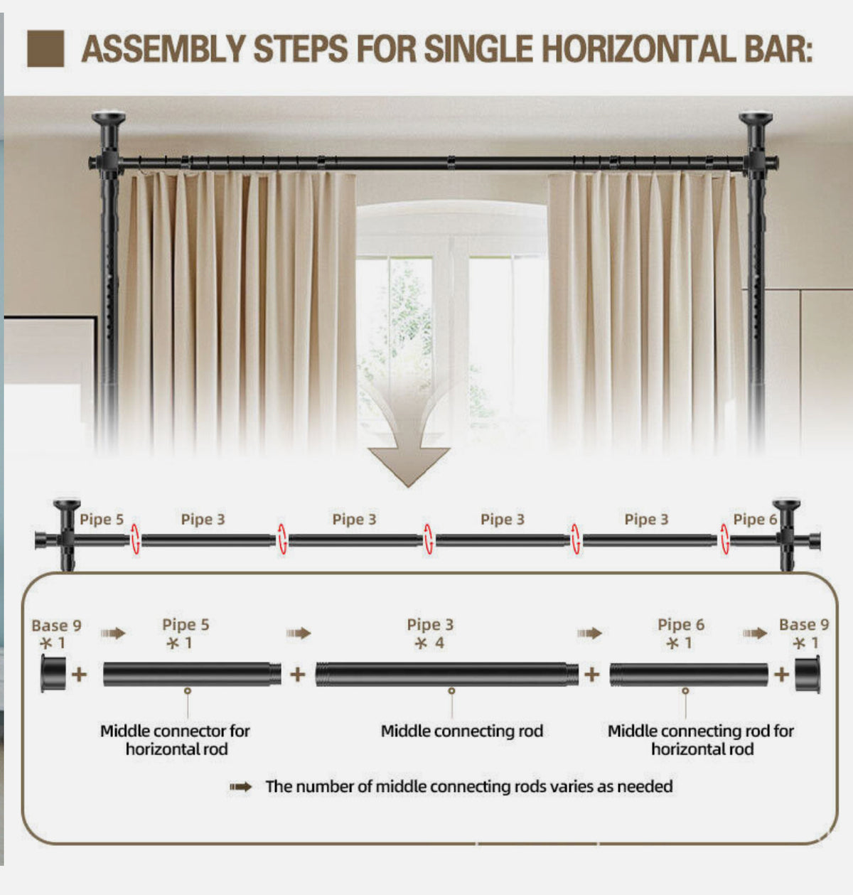 Adjustable Portable Room Divider Frame – 1.1–3m