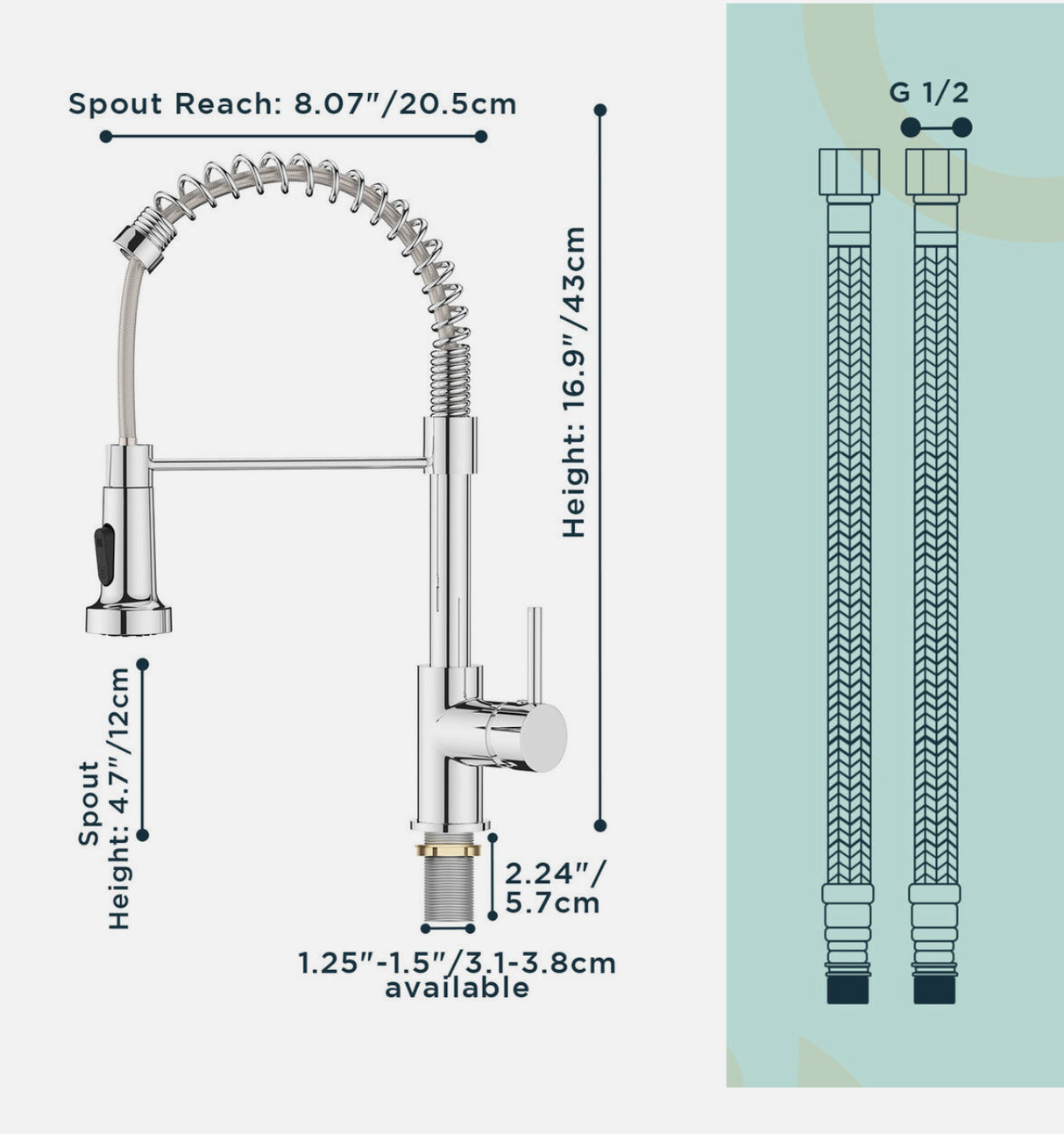 Kitchen Tap pull out with 2-Mode Sprayer Chrome Sink Mixer Taps Faucet (Chrome)