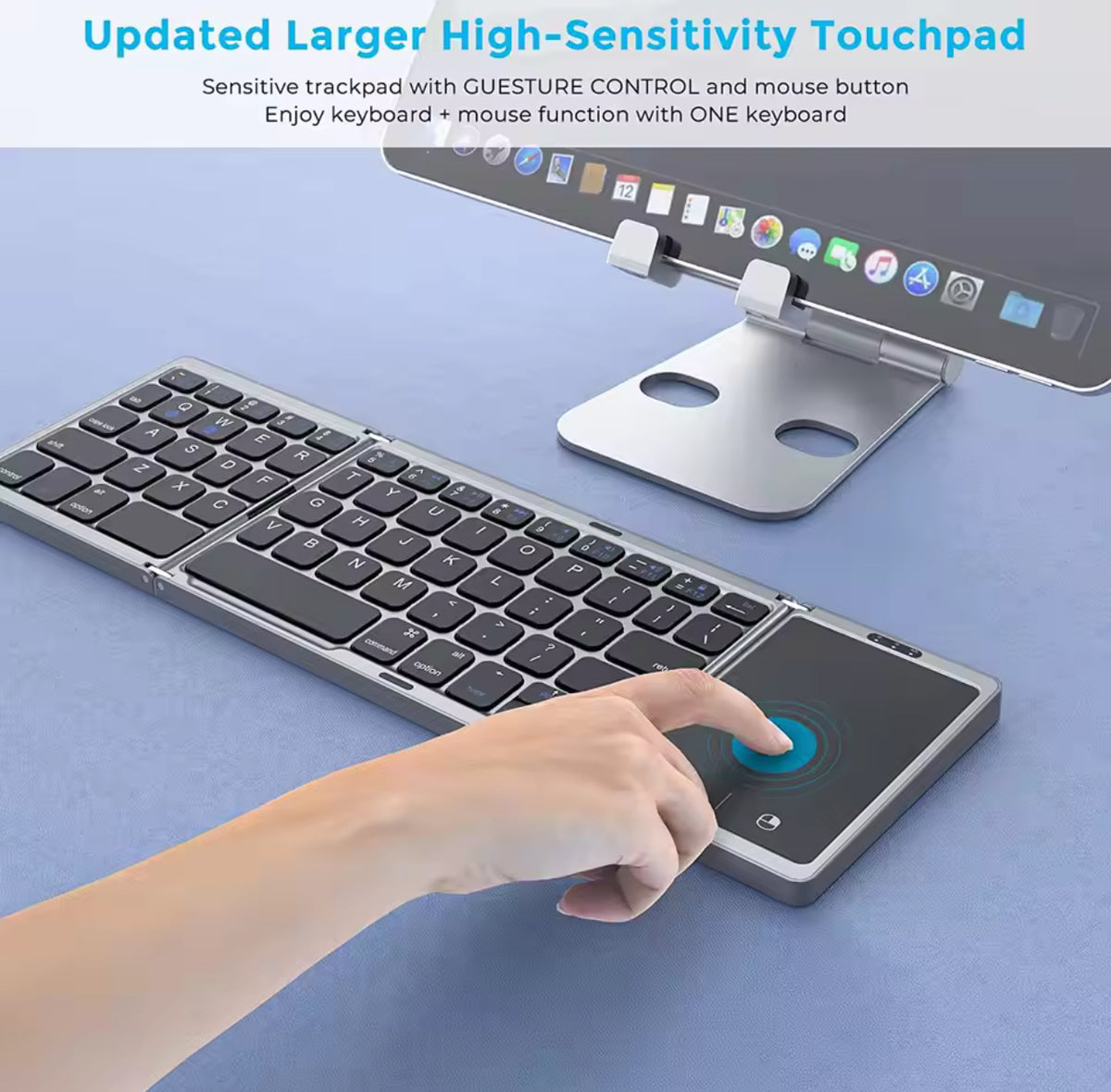 Foldable Wireless Bluetooth Keyboard Rechargeable Portable for PC Mac Smartphone Windows iOS Android