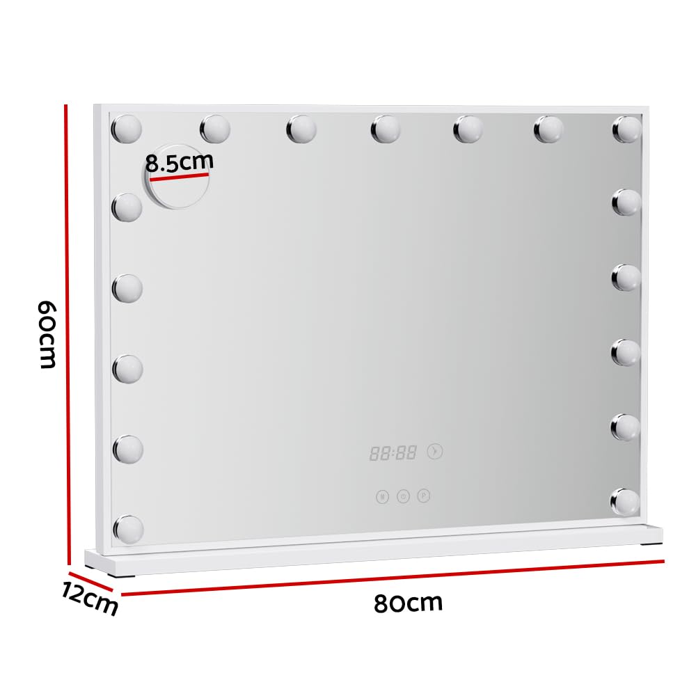 Hollywood Makeup Mirror, 80 x 60cm Vanity Mirrors Beauty Cosmetic Dressing Bathroom Decor, 17 LED Light Bulbs with 10X Magnification Frame Tabletop Lights Rectangle Dimmable