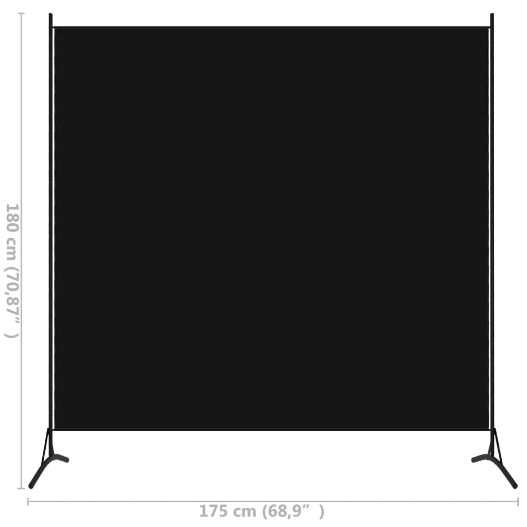 Modern Fabric Room Divider - Black, 175x180 cm, Lightweight, Foldable Design, Privacy Screen, Easy to Assemble, Indoor Use