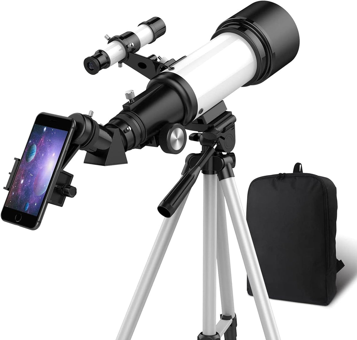 Telescope, Telescopes for Adults, Telescope for Kids Beginners 70mm Aperture 400mm AZ Mount, Fully Multi-Coated Optics, Astronomy Refractor with Tripod, Phone Adapter, Backpack