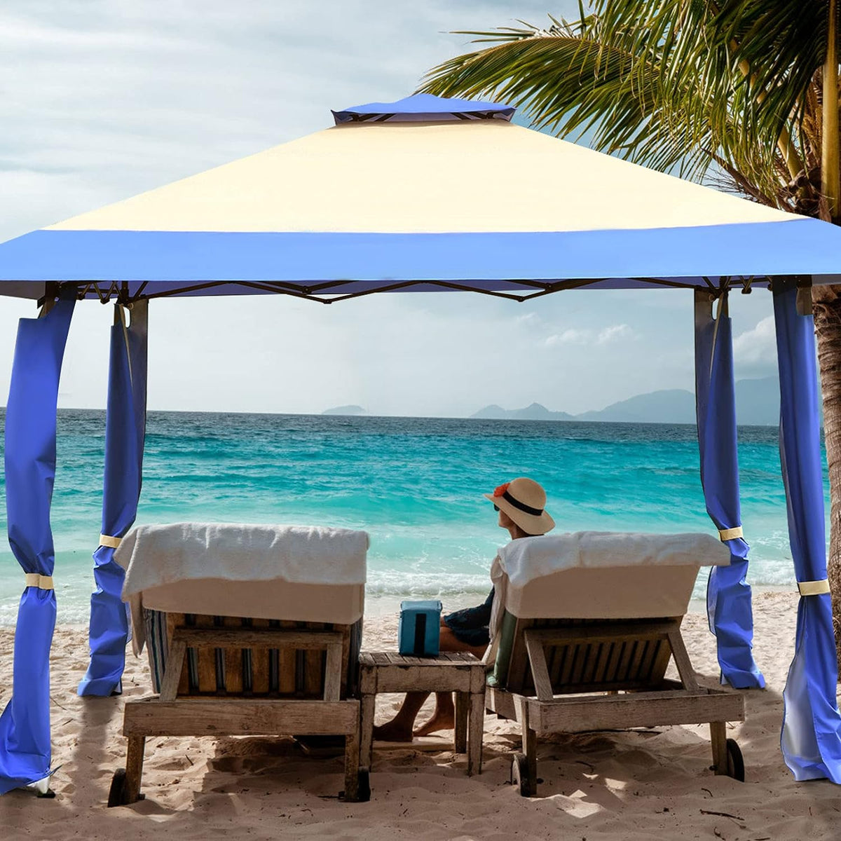 393 cm Double-Tier Pop-Up Gazebo with Adjustable Height
