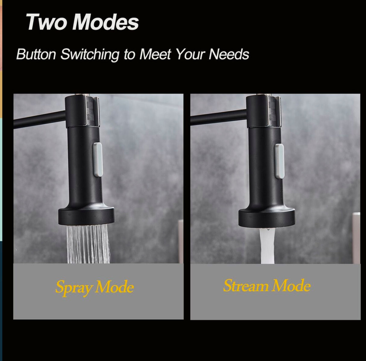 WELS Kitchen Mixer Taps Black Pull Out Sink Taps 360° Swivel Single Lever Faucet