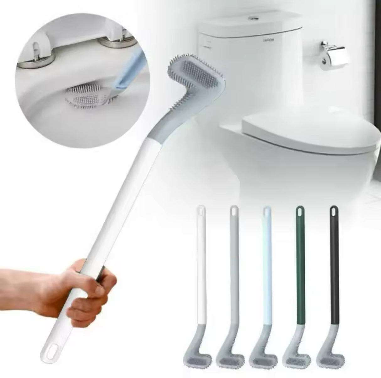 Creative no-punch Golf plastic Toilet Brushes Set Long Handled Toilet Cleaning Brush Black Modern Hygienic Bathroom Accessories