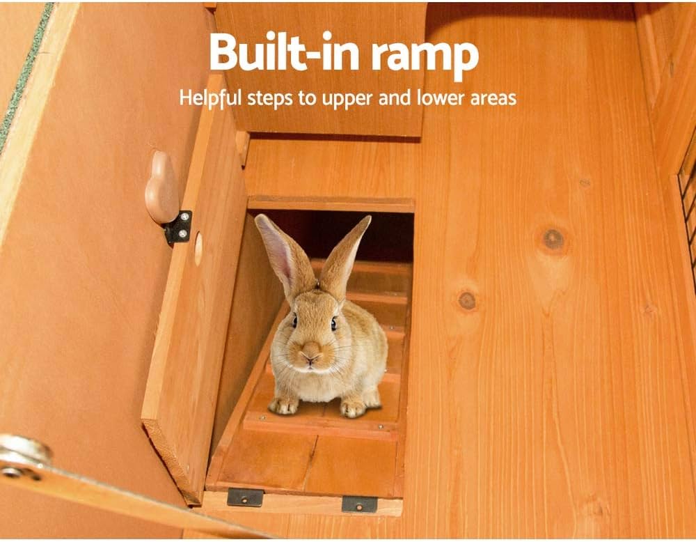 Chicken Coop Large Rabbit Hutch, Coops Wooden Pet House Run Cage Walk in Bunny Hen Chook Guinea Pig Ferret, Metal Outdoor Door Roof Weatherproof Farm