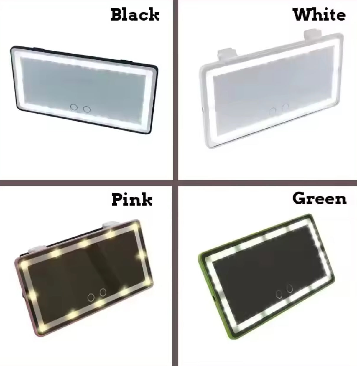 Car LED vanity makeup mirror, touch sensor, sun visor makeup mirror, three-color adjustable, clear eye protection