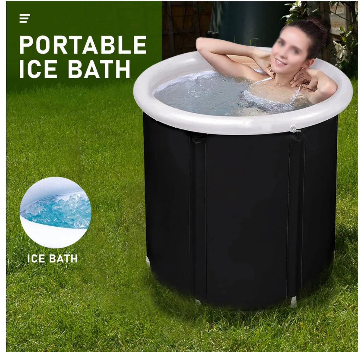 Portable Ice Bath Tub Athletes Cold Hot Water Therapy Folding Bathtub