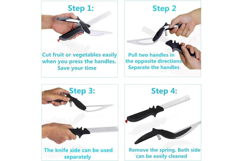 Trendy Clever Crazy Cutter 2-in-1 Knife Cutting Board Scissors Tool Food Chopper