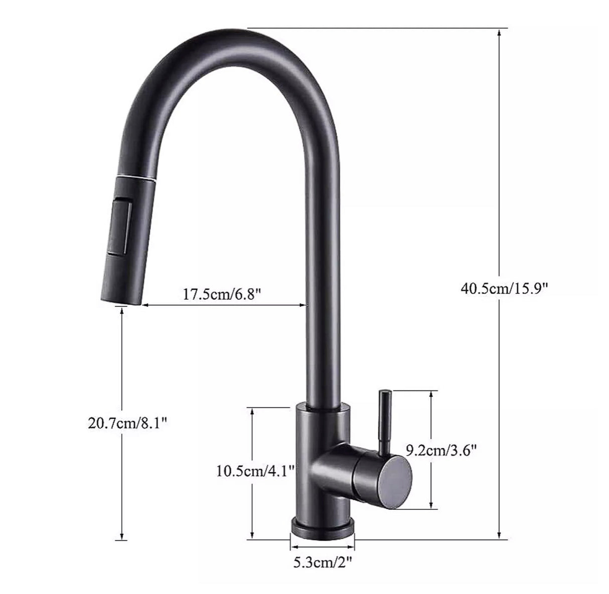 Solid Brass WELS Kitchen Mixer Tap Sink Pull-Out Faucet 360° Swivel Spout Black