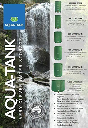 Aqua-Tank 50L 100L 225L 400L 750L 1000L Rain Water Tank Hydroponic Flexible Portable Nutrient Reservoir Flexi Barrel⦠(100L)
