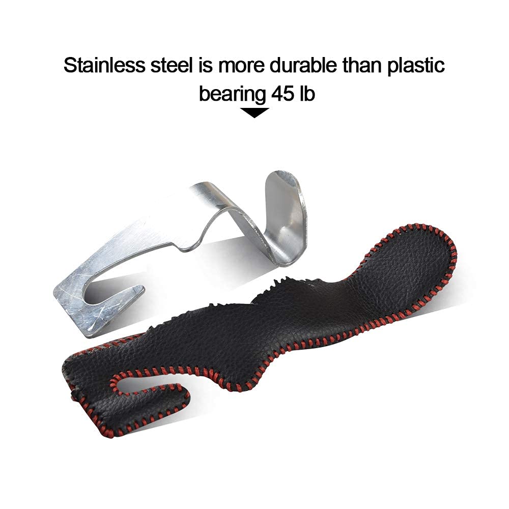 2-Pack Black Microfiber Leather Car Headrest Hooks