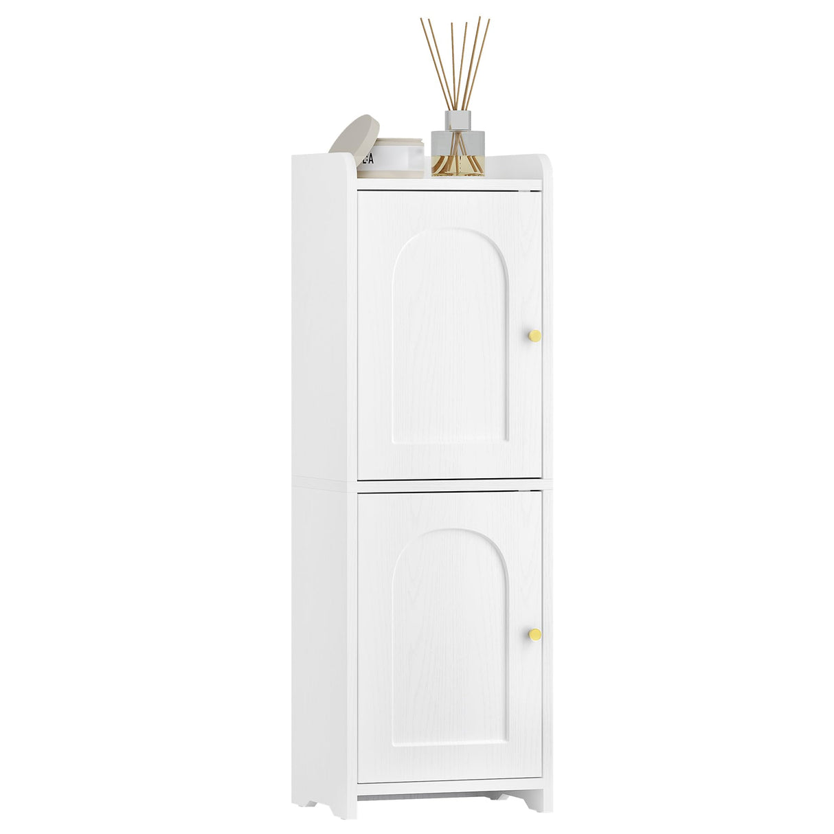 Bathroom Storage Cabinet, Corner Floor Cabinet with 2 Doors and Adjustable Shelf, Narrow Toilet Paper Cabinet, Bathroom Organizer for Small Spaces, White BC19913X