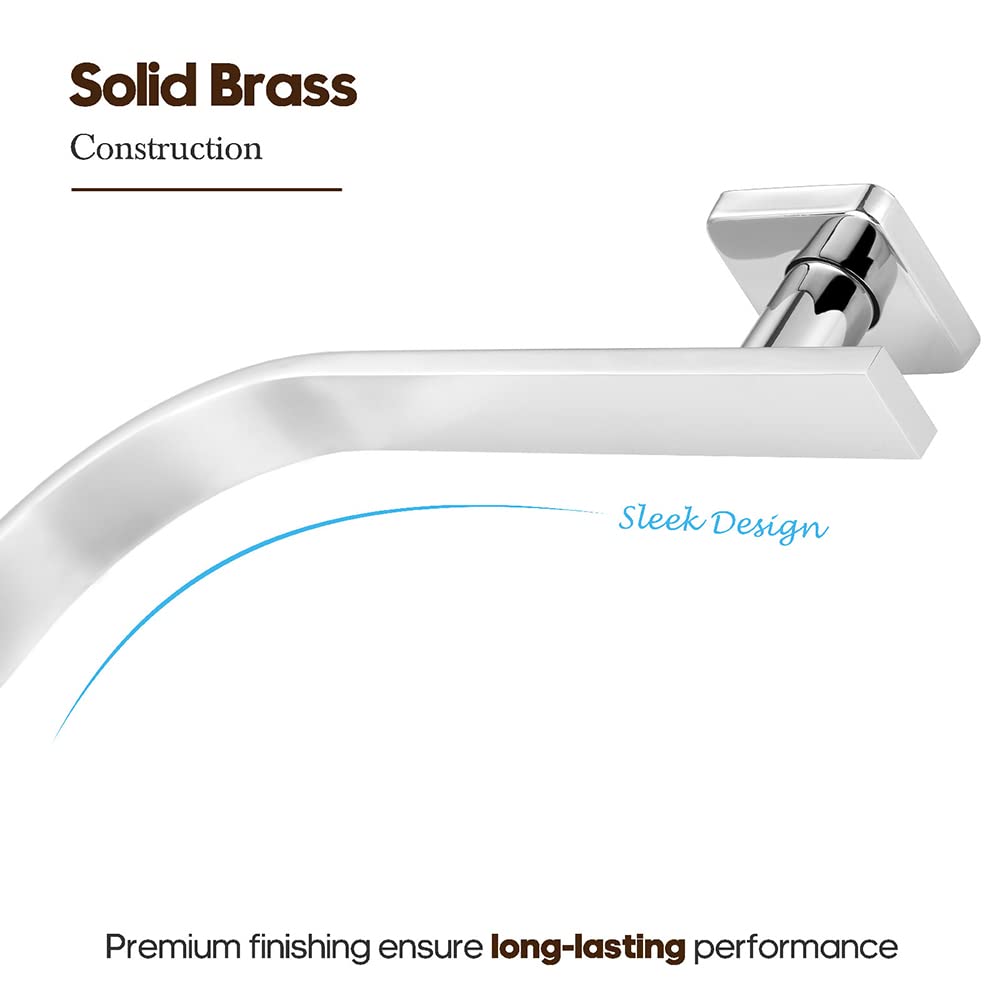 WELS Gooseneck Shower Wall Arm with 8" Square Rain Shower Head Set Brass