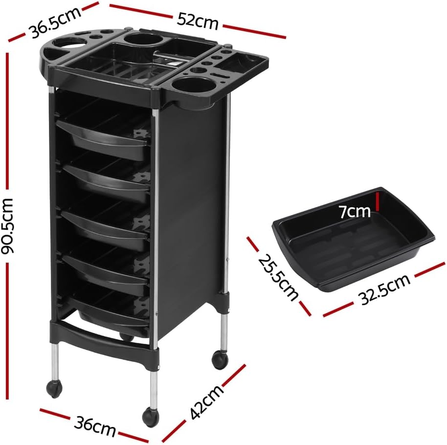 Embellir Salon Trolley Cart Spa Beauty Rolling Tray Hairdressing Storage 6 Tiers