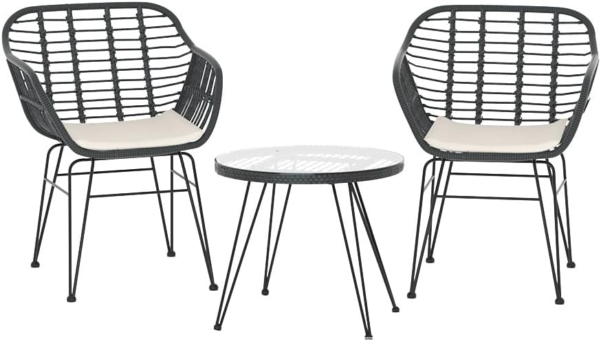 Gardeon 3pcs Patio Bistro Set, Outdoor Dining Chairs and Table Setting Patio Deck Chair Lounge Garden Furniture Seating Backyard Indoor, Water-Resistant All Weather with Ventilated Backrest Grey