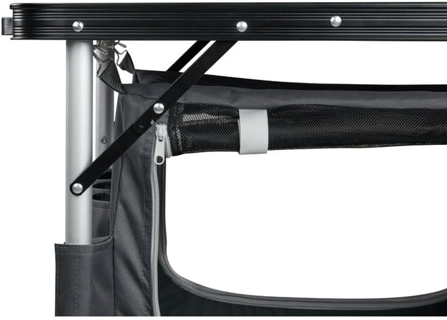 OZtrail Folding Table with Storage, Black/Silver