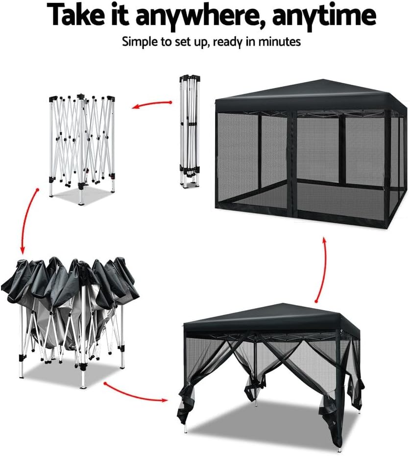3 x 3 m Pop-Up Gazebo with Mesh Walls – 3 Colours
