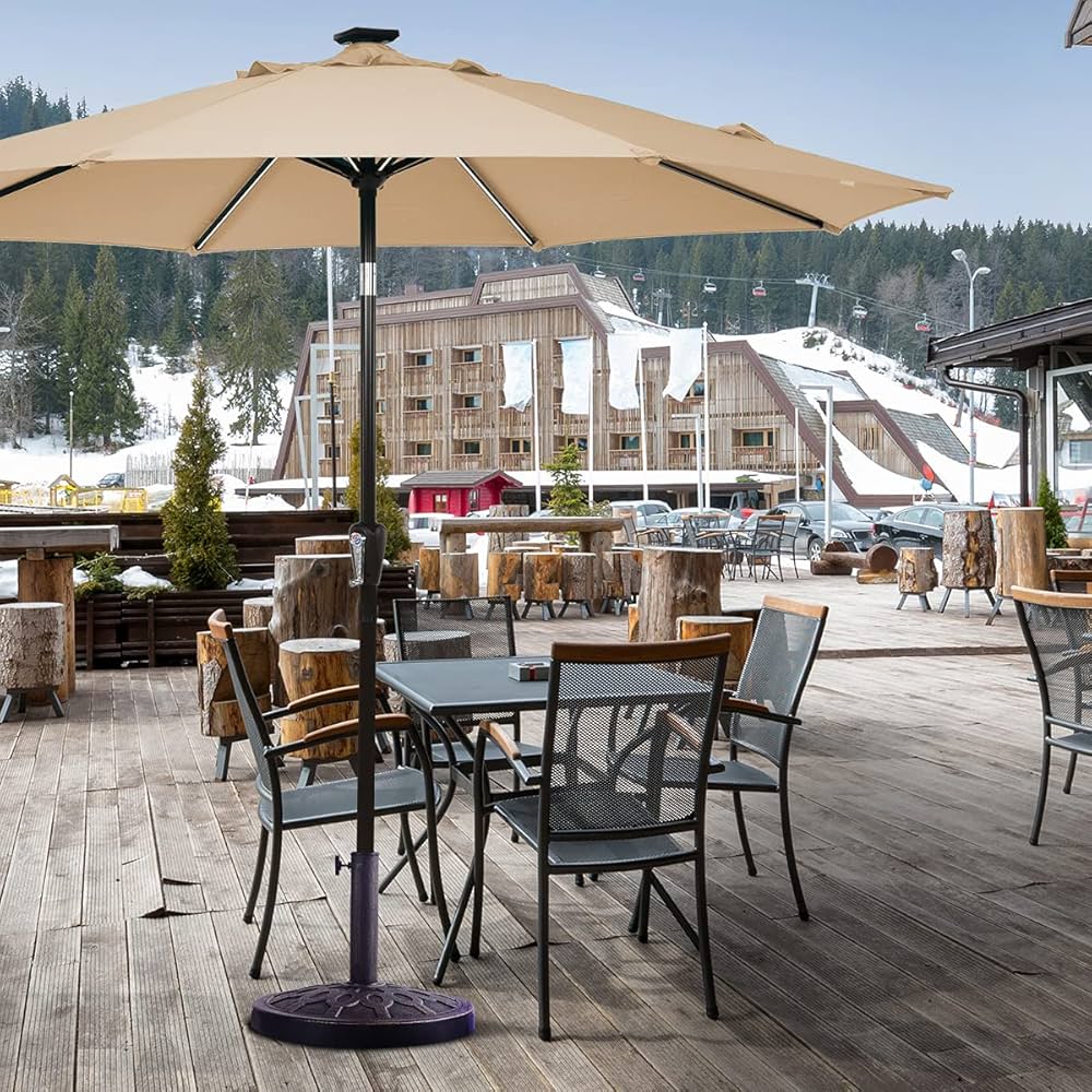 Half Round/Round Resin Umbrella Base, Outdoor Patio Umbrella Holder, Heavy-Duty Outdoor Patio Stand,Suit for Standard Pole Sizes, Ideal for Garden Beach, Classic Umbrella Standing Deck Porch (Round)