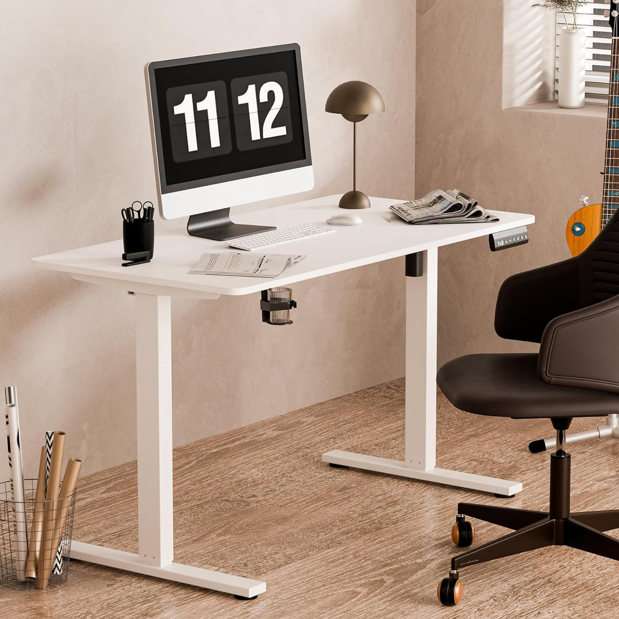 Ergonomic Standing Desk Adjustable Height 71cm to 116 cm Electric Sit-Stand Lift Computer Desk,Memory Modern Lift Electric Gaming Desktop Work Standing Desk for Home, Office, Gaming(White)