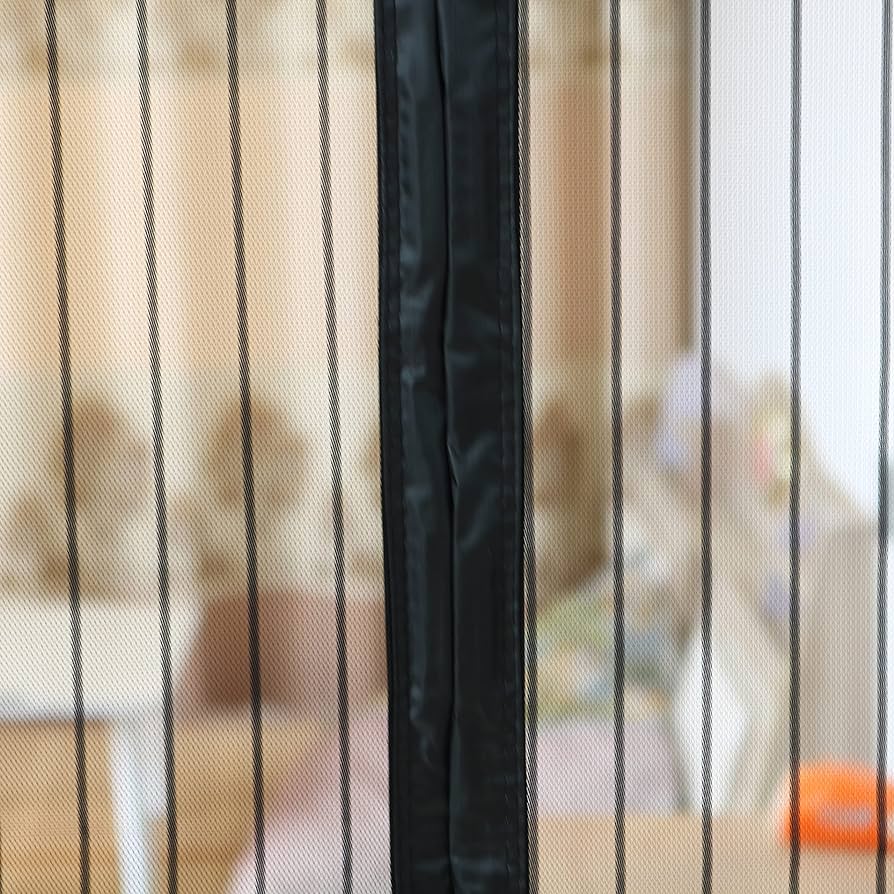 36pcs Strong Magnets Magnetic Door Screen Fly Screen Door Mosquito Nets for Room Door Size 35.43''X82.7''(90x210cm) Full Frame Loop and Hook
