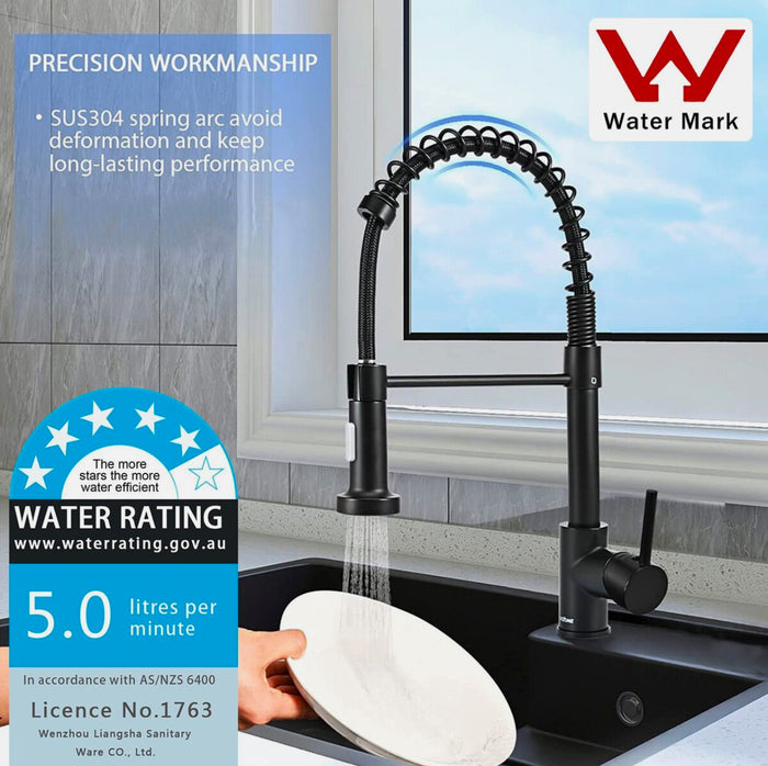 Black Pull-Out Kitchen Mixer Tap – 360° Swivel