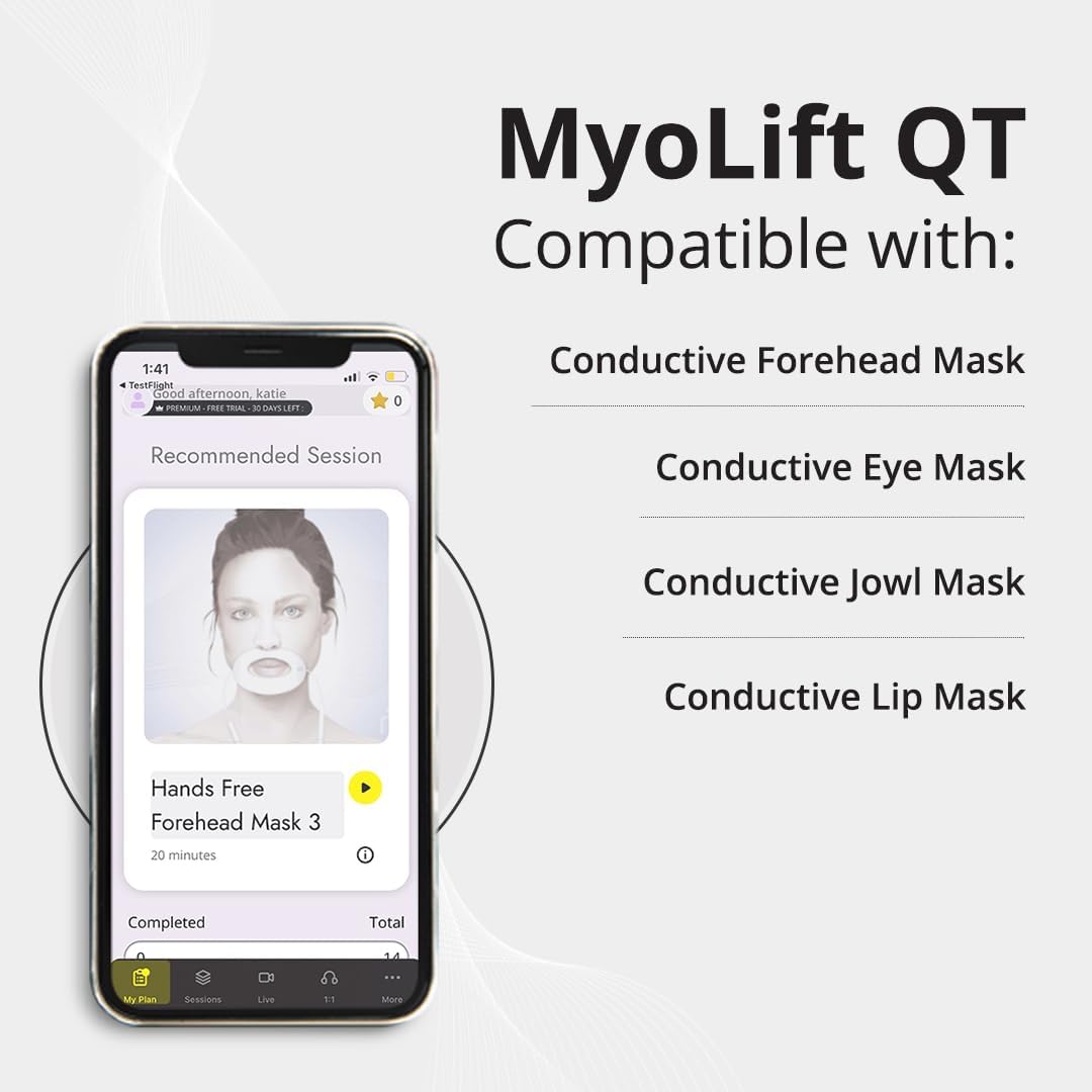 7E Wellness MyoLift QT Microcurrent Facial Device with Smart Current Technology and Smartphone App - Portable Skin Care Tools, Instant Face Lift, Anti Aging, Skin Tightening - Up to 400 Microamps