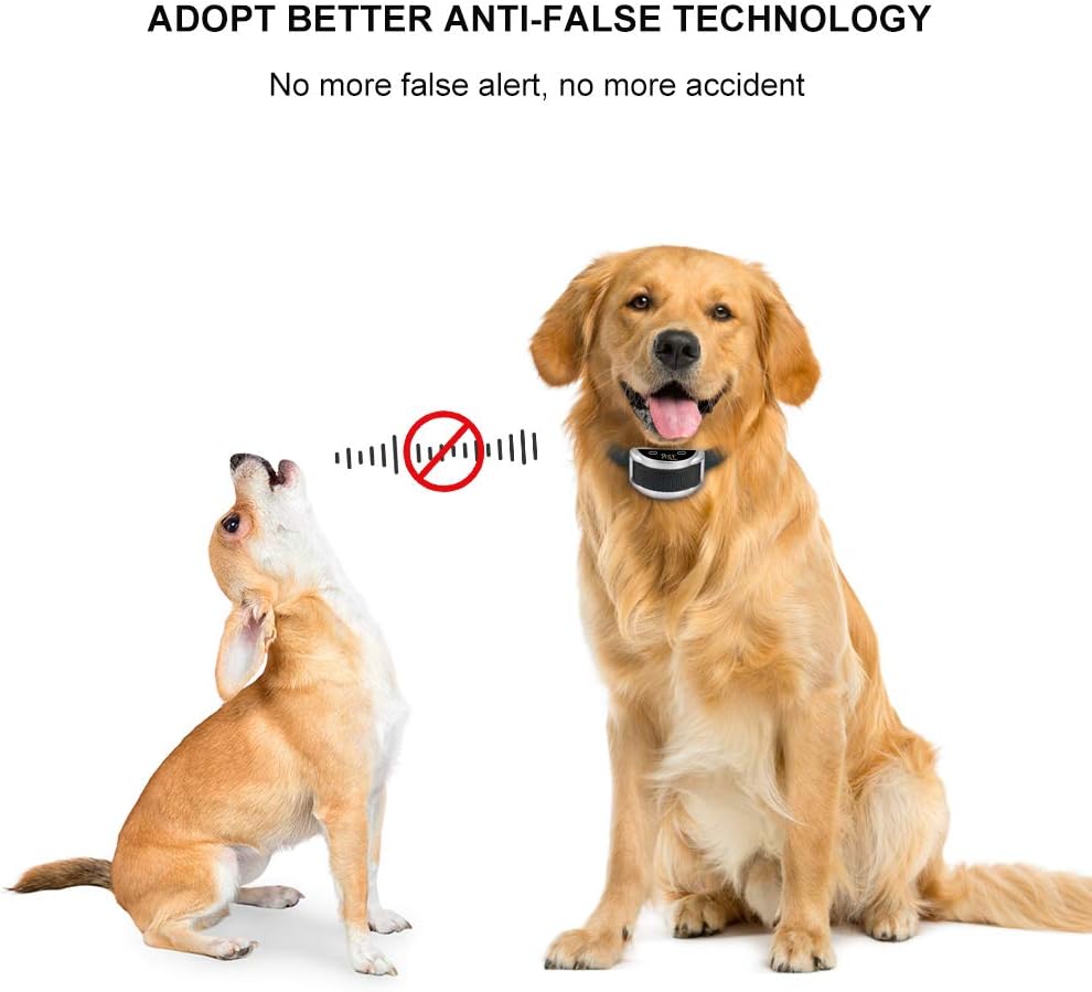 Shock Collar, Waterproof & Rechargeable Bark Collar w/5 Adjustable Sensitivity and 7 Progressive Levels Using Beep & Shock.(Silver)