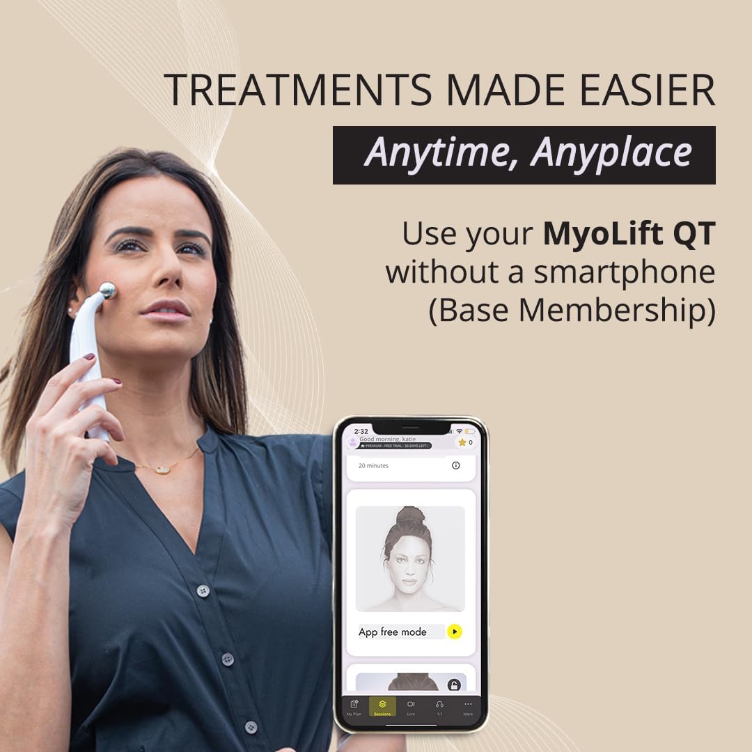 7E Wellness MyoLift QT Microcurrent Facial Device with Smart Current Technology and Smartphone App - Portable Skin Care Tools, Instant Face Lift, Anti Aging, Skin Tightening - Up to 400 Microamps
