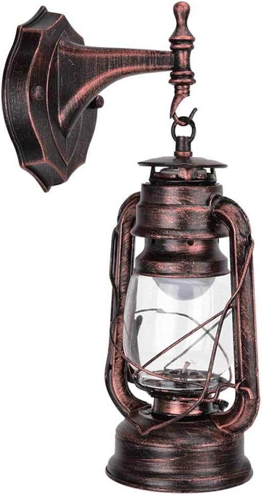 Night Light, 111-240V Retro Style Sconce Light Antique Iron Wall Lamp Fixture for Cafe Bar Hallway (Red Bronze)