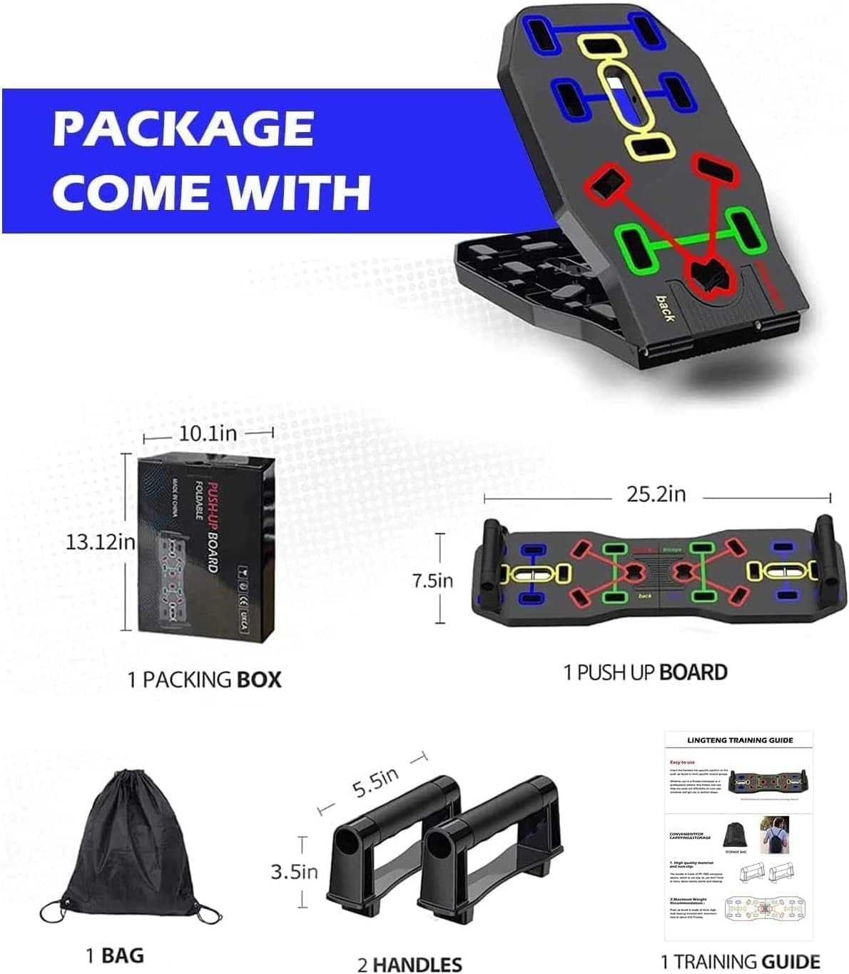 AERLANG Push Up Board, Portable Multi-Function Foldable 10 in 1 Push Up Bar, Push up Handles for Floor,Professional Push Up Strength Training Equipment