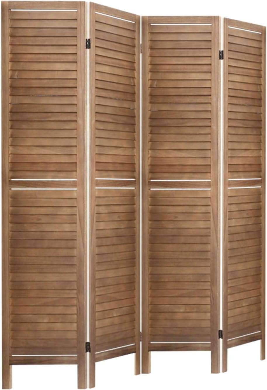 Artiss 4 Panel Room Divider, Folding Wooden Privacy Portable Screen Shelf Dividers Partition Wall Screens Home Pet Child Indoor Balcony Bedroom Furniture, Separator Water-Resistant Brown
