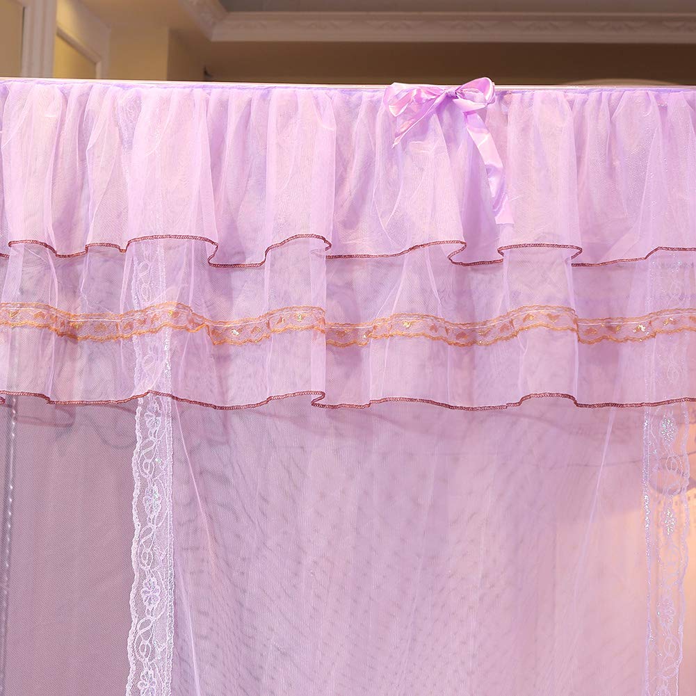 Bed Canopy, 4 Corners Post Canopy Bed Curtain Mosquito Mesh Net Elegant Mosquito Net Bed Canopy Set for Girls & Adults Princess Bedroom Decoration (150 * 200 * 200)